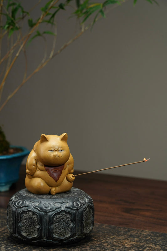 Lucky Cat Zisha Tea Pet and Incense Holder - view 2