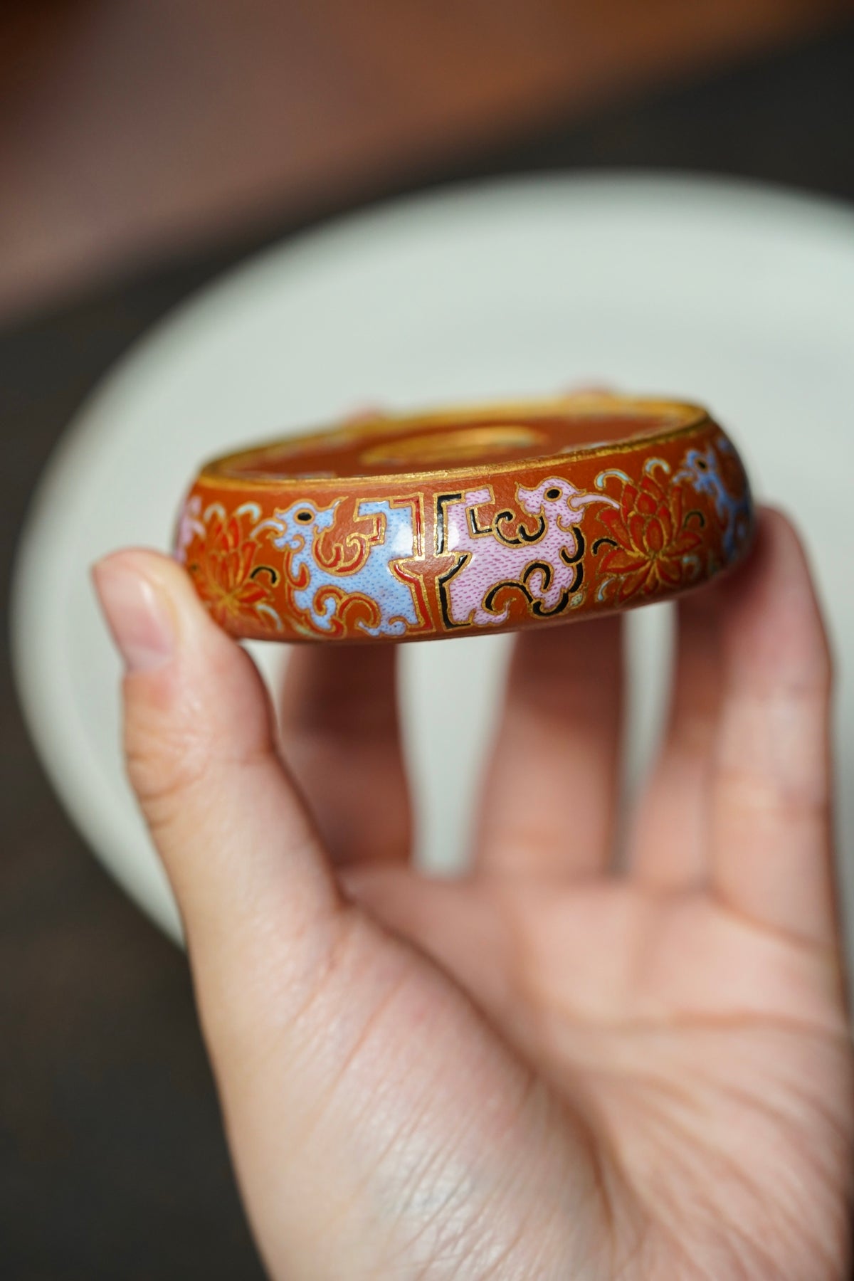 Bao Xiang Enamel Teapot Lid Rest – 6.5cm - view 4