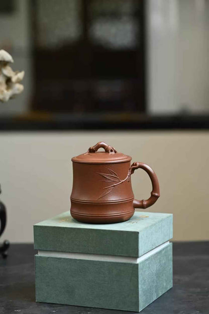 Bamboo Lidded Tea Cup, Zi Ni, 380ml
