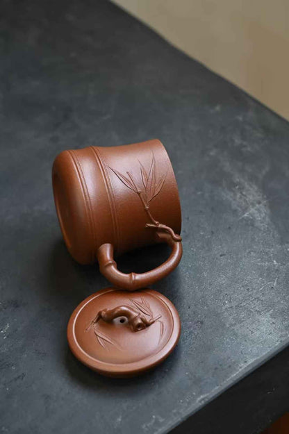 Bamboo Lidded Tea Cup, Zi Ni, 380ml