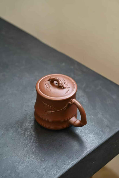 Bamboo Lidded Tea Cup, Zi Ni, 380ml