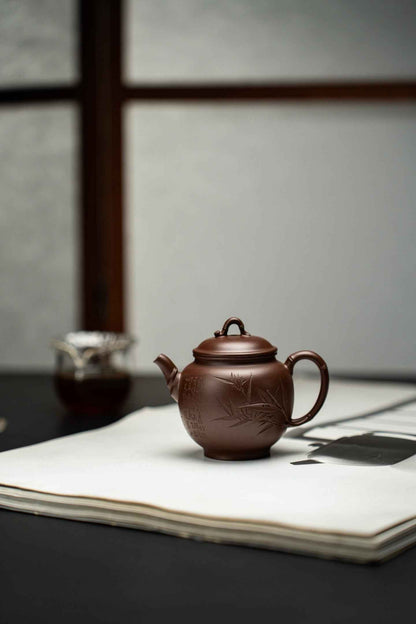 Xiu Zhu Yixing Teapot with Bamboo Decoration, 160ml