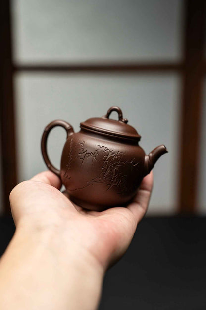 Xiu Zhu Yixing Teapot with Bamboo Decoration, 160ml