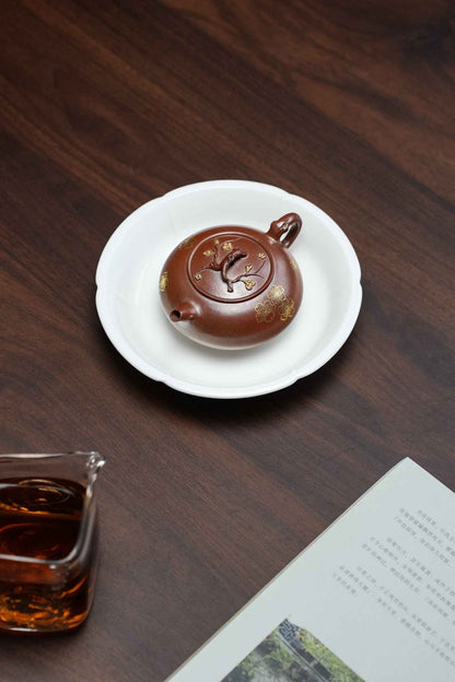 Zhuo Hua Yixing Teapot with Floral Relief, 100ml