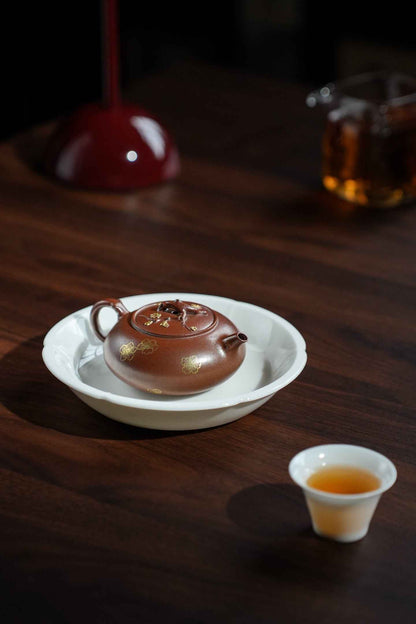 Zhuo Hua Yixing Teapot with Floral Relief, 100ml