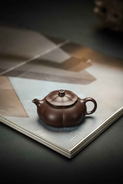 Han Jiang Ribbed Teapot, Zi Ni, 90ml