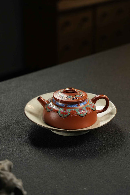 Kong Shan Chan Yun Enamel-Decorated Teapot, Zhu Ni, 130ml