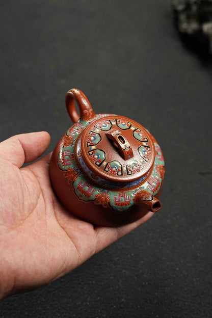 Kong Shan Chan Yun Enamel-Decorated Teapot, Zhu Ni, 130ml