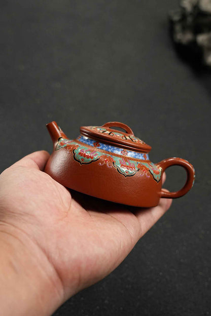 Kong Shan Chan Yun Enamel-Decorated Teapot, Zhu Ni, 130ml