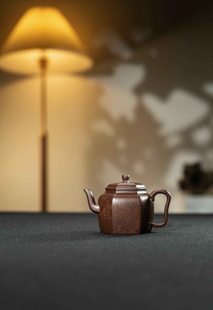 Liu Fang Hua Deng Yixing Teapot, Lao Zi Ni, 120ml