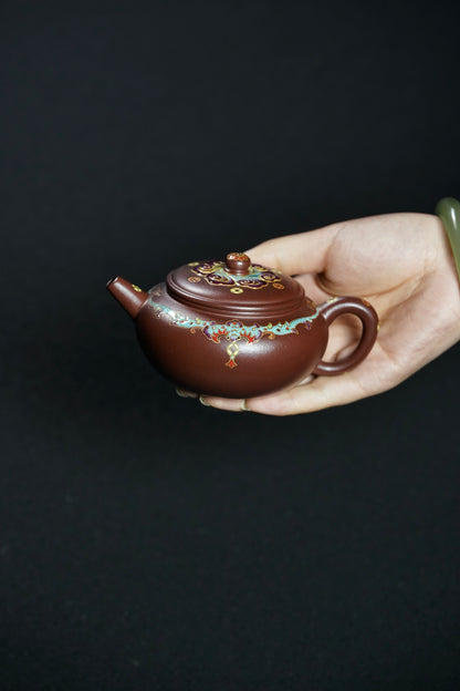 Ling Hua Yixing Teapot with Floral Enamel, 168ml - view 7