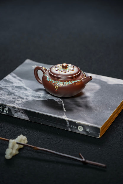 Ling Hua Yixing Teapot with Floral Enamel, 168ml - view 8