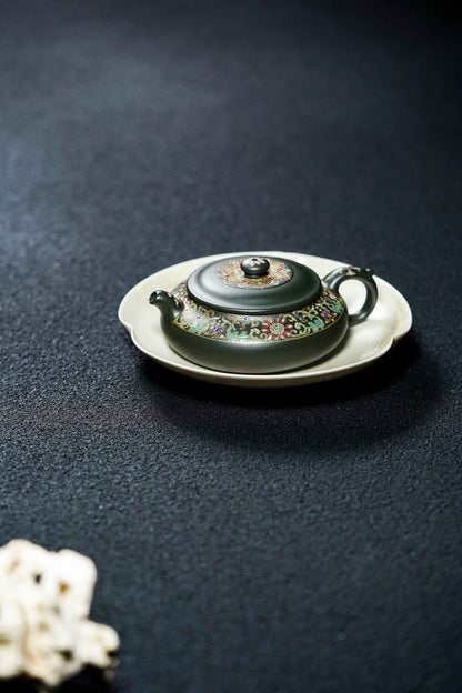 Da Yun Xu Bian Enamel-Decorated Teapot, Mo Lv Ni, 130ml