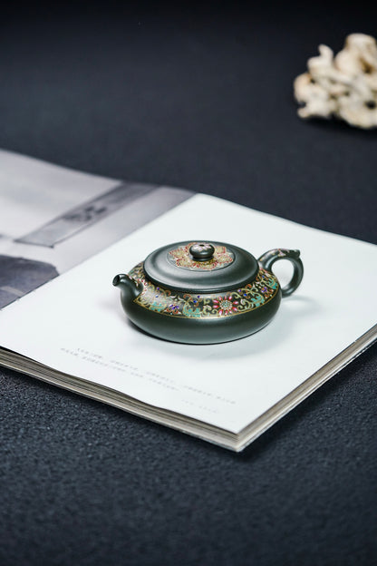 Da Yun Xu Bian Enamel-Decorated Teapot, Mo Lv Ni, 130ml - view 8