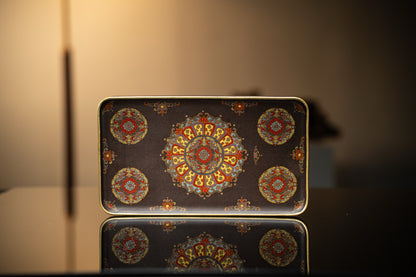 Bao Xiang Rectangular Tea Tray with Floral Enamel - view 5
