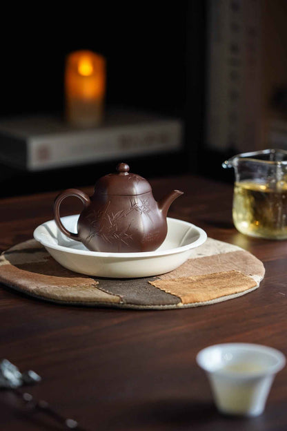 Hexagonal Pear Teapot with Bamboo Engraving, Zi Ni, 150ml
