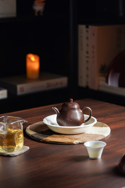Hexagonal Pear Teapot with Bamboo Engraving, Zi Ni, 150ml - view 6