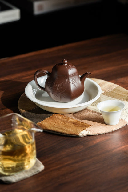 Hexagonal Pear Teapot with Bamboo Engraving, Zi Ni, 150ml - view 7